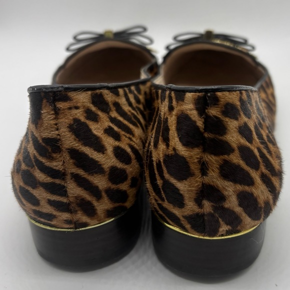 Louise Et Cie Leopard Cow Hair Loafer Pointed Toe Bow Sz 10 EU 40 Low Heel Flat - Picture 4 of 10
